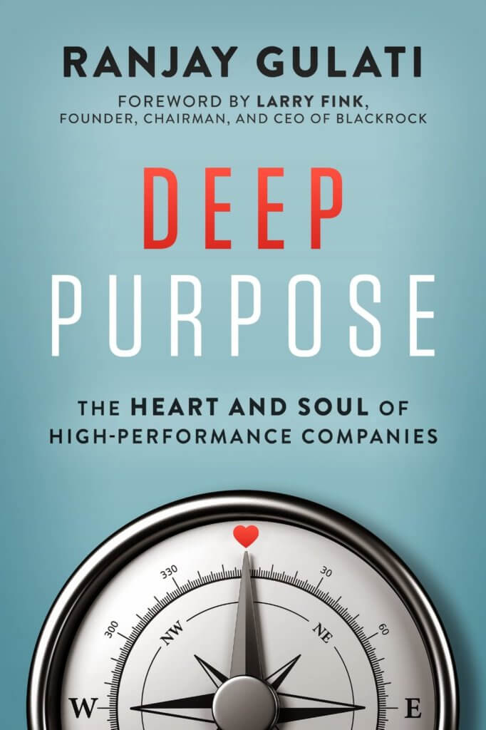 Book cover of Ranjay Gulati's "Deep Purpose". Image of a compass. Leadership concept.