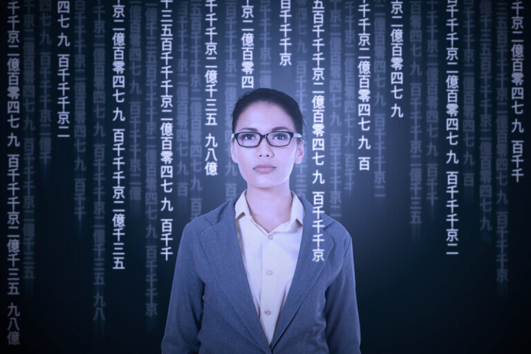 Young asian woman translating japanese language to get information