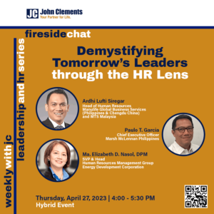 poster of event on the HR industry with photos of speakers
