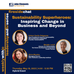 poster of event on sustainability with photos of speakers