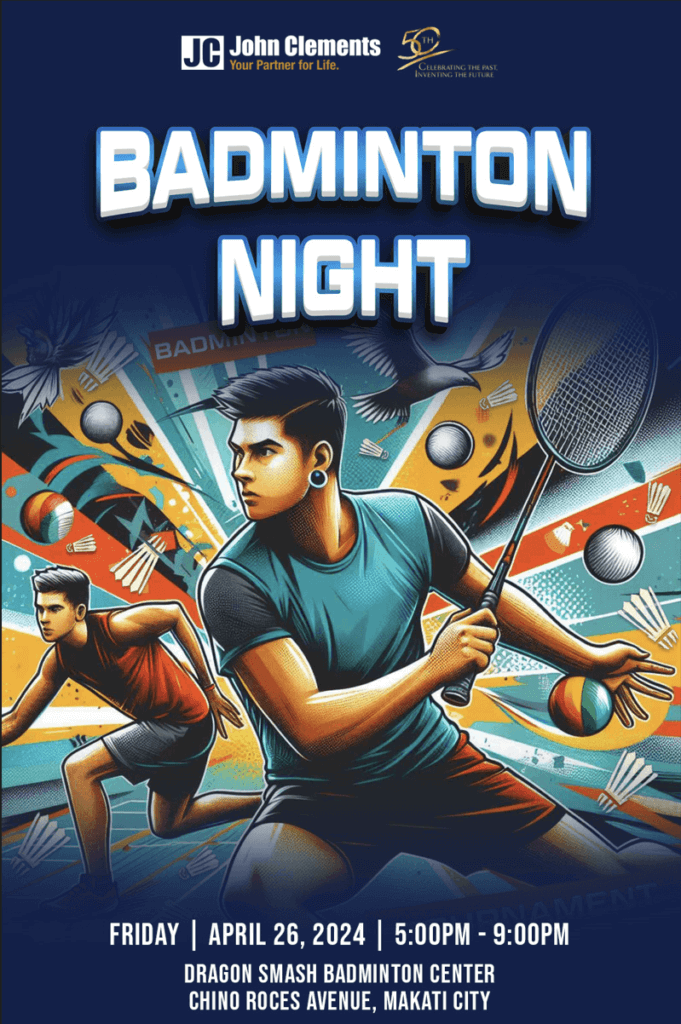 event poster for badminton night employee engagement