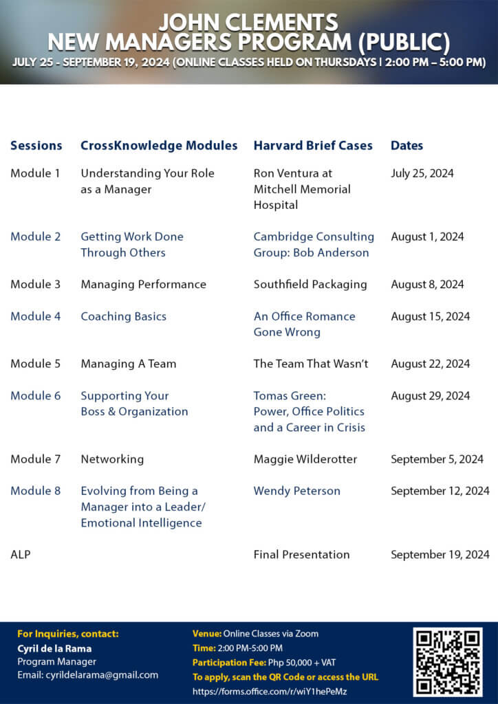 The John Clements New Managers Program